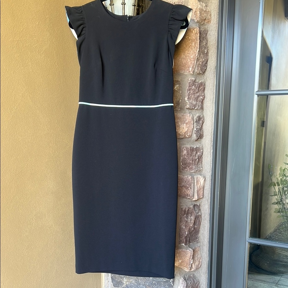 Calvin Klein Elegant Black Dress with Ruffle Sleeves Sz: 10